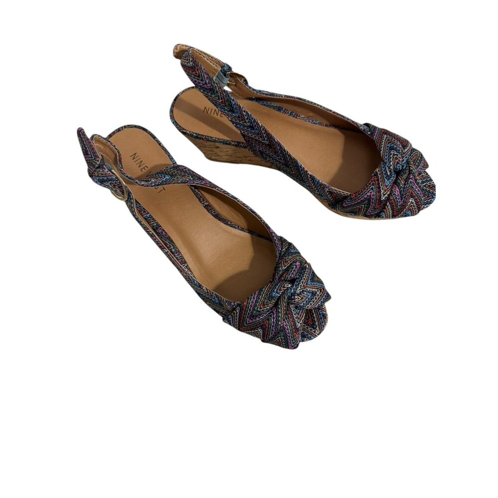 EUC Nine West ABBE Boho Cork Wedge Sandal Size  5 1/2 M Woven Hippie